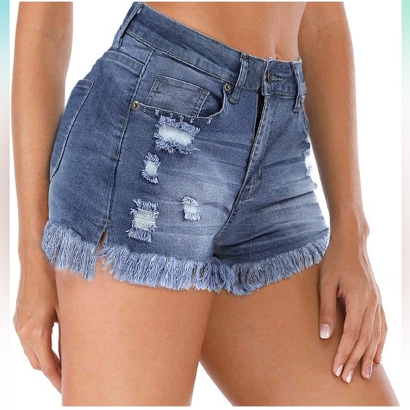 πHost Pickπ High Rise Light Wash Stretchy Distressed Shorts Size XS - Picture 13 of 14